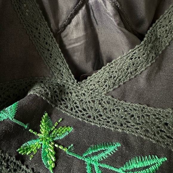 Vintage Sue Wong Linen Dress Embroidered Beaded Fairy Cottage Size 0 - Picture 8 of 14